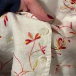 Anne Carson Vintage 90s Y2K  Linen White Floral Embroidered Button-Up Vest Top Photo 2