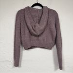Babaton  Aritzia Purple Teddy Bear Cropped Hoodie Sweatshirt Womens XXS Cozy Zip Photo 7