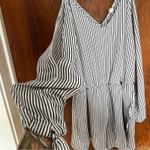 Rebellion EUC Again Black White Striped Romper Large Photo 1