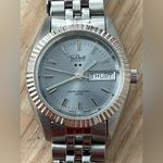 Paul Maret Ladies Watch Light Blue Dial Stainless Bracelet Day Date Windows Silver Photo 0