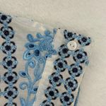 Boho Chic Embroidered Eyelet Tunic Top White Blue Floral Size S Small Blue Photo 3