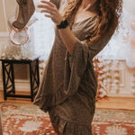 Altar'd State Altar’d State Casaday Leopard Print Wrap Dress Long Bell Sleeve Minidress XS Photo 0