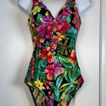 Longitude  Floral Tropical Islander Low Back V-Neck Swimsuit Size 10T EUC #5948 Photo 0