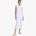 Donni Pop‎ Sleeveless Shirt Dress Size Small EUC Navy Pinstripe White Photo 0