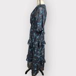 Topshop  Black Blue Stars Celestial Ruffle Midi Dress Women's Size 4 NWT Photo 3