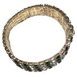 Elegant Green and white rhinestone stretchy wide wrist bracelet . New Photo 5