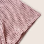 Bloomchic Plain Waffle Knit V Neck T-Shirt Photo 5