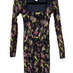 Jean Paul Gaultier Soleil Fuzzi Black Floral Print Mesh Bodycon Dress Medium Photo 0
