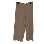 Sioni Womens Ribbed Knit Elastic Waistband Wide Leg Pants Beige Size Medium NWT Tan Photo 1