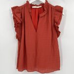 Marie Oliver Marie Oliver Merrit Linen Blend Ruffle Cap Sleeve Top V-Neck Blouse Size XXS Photo 2