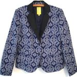 QMack Brocade Floral Tuxedo Blazer Blue Size 4 Photo 0