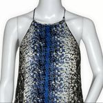 Free People  Dress Womens Small Blue Black Onyx Printed Small Talk Mini Edgy Rock Photo 3