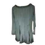 Betsey Johnson  Women's Green Ruffle Button-Up Dress/Top Size S Photo 2