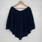 JW Los Angeles Johnny Was Black Embroidered Floral Birds Poncho Top Size S Photo 3