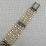Ocean Dream Pearl Watch women silver tone rhinestones 23mm round 7” running Photo 6