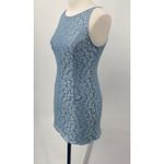 Vintage 90s Jessica McClintock Floral Lace Mini Dress High Neck Powder Blue Size 0 Photo 2