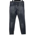 ZARA  Straight Leg Mid Rise Crop Raw Hem Distressed Stretch Jean 12 Black Washed Photo 3