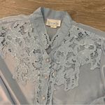 Vintage Womens Peony Light Blue Blouse Size 42 Large Photo 4