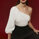 G. Label by Goop Celina One-Shoulder Puff Sleeve Top in Ivory Size 2 Retail $450 Photo 0