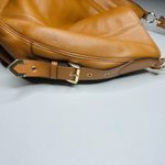 Michael Kors Julia Medium Leather Acorn Tan Shoulder Handbag Purse Photo 9