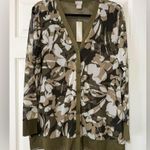 Chico's Chico’s Women's Camo-Floral Print Mesh Cardigan Ambered Olive NWT Size 2 (L) Photo 2