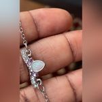 Disney  Silver Toned Necklace With Heart Pearl Pendant Photo 2