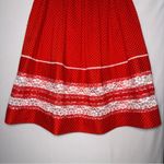 Handmade Vintage Red Polkadot Flowy Skirt w Lace Accents‎  Coquette Milk Maid Photo 3