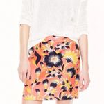 J.Crew Postage Stamp A-Line Linen Skirt Hibiscus Floral Neon Orange Navy Size 2 Photo 1