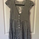 Urban Outfitters NWT  Gingham Print Short Sleeve V Neck Button Down Romper Photo 0