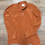 Anne Klein Vintage  Silk Brown Hidden Button Top Blouse, Size 14 Photo 0