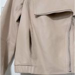 Sam Edelman  Lamb Leather Drape Front Bomber Jacket Neutral Blush Pink Size Small Photo 4