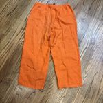 Hot Cotton 100% Linen Pants Women's L Orange Crop Elastic Waist Drawstring USA Size L Photo 1