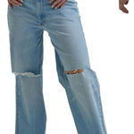 Wrangler High Rise Loose Straight Distressed Light Wash Jeans Size 12 Photo 0