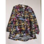 Joseph Ribkoff  Ladies Asymmetrical One Button Swing Jacket Blue Multi 12 Photo 0