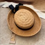 Helen Kaminski Natural Raffia Sun Hat new with tags black tie Tan Photo 3