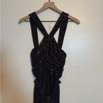 Ramy Brook  Remington Glitter Metallic Wide Leg Halter‎ Neck Jumpsuit Photo 2