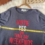 Wildfox  Navy Graphic Top NWT “Vote Yes On Three Day Weekends” Oversized Photo 4