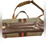 Vintage 70s Canvas Stripe Satchel Crossbody Bag Brown Tan Top Handle speedy Photo 6