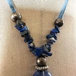 Artisan Blue Sodalite Pendant Necklace on Suede Cord Photo 2