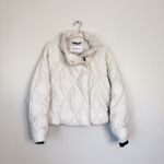 Calvin Klein Jeans  Cream Assymetric Zip Cloud Puffer Coat Crop Jacket Photo 2