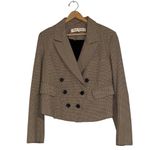 Free People Cropped Betty Blazer Houndstooth Double Breasted Jacket Size M Photo 1