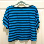 PINK - Victoria's Secret Victoria’s Secret Pink Aqua & Navy Blue Stripe Crop Top Photo 1