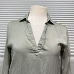 C&C California Sage Green 100% Roll Tab Sleeve Shirt Dress With Pockets Small Photo 1