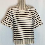J.Crew striped crop top with peplum sleeves sz M Photo 2