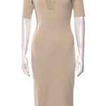 Caroline Constas Ribbed Knit Midi Dress Cream Tan Size M Photo 7