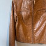 Mina.B Paris Cognac Faux Leather Zippered Jacket front zipper pockets EU40 US6 Brown Size 6 Photo 4