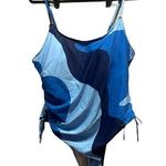 None New Women’s One Piece Swimsuit Blue Swirl Size 3X or 16 Photo 0