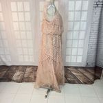 Adrianna Papell  NWT Pink Gold Spaghetti Strap Sequin Mesh Blouson Gown Size 18 Photo 7