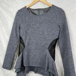 Donna Karan Wool Blend Ruffle Faux Leather Panels Size 4 Blouse Photo 5