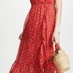 Madewell $158 ‎ Ruffle Strap Wrap Prairie Posies Dress Maxi Midi Boho Red 2 Photo 0